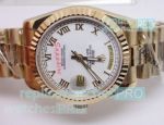 Copy Rolex Day-Date White Roman Face All Gold Watch 36 mm